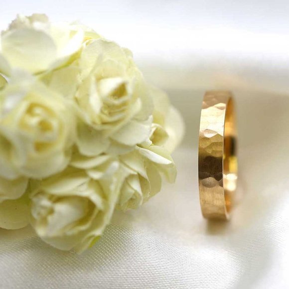 10 K Gold wedding Band 3mm , white gold, yellow gold, rose gold, hammer - Picture 3 of 3